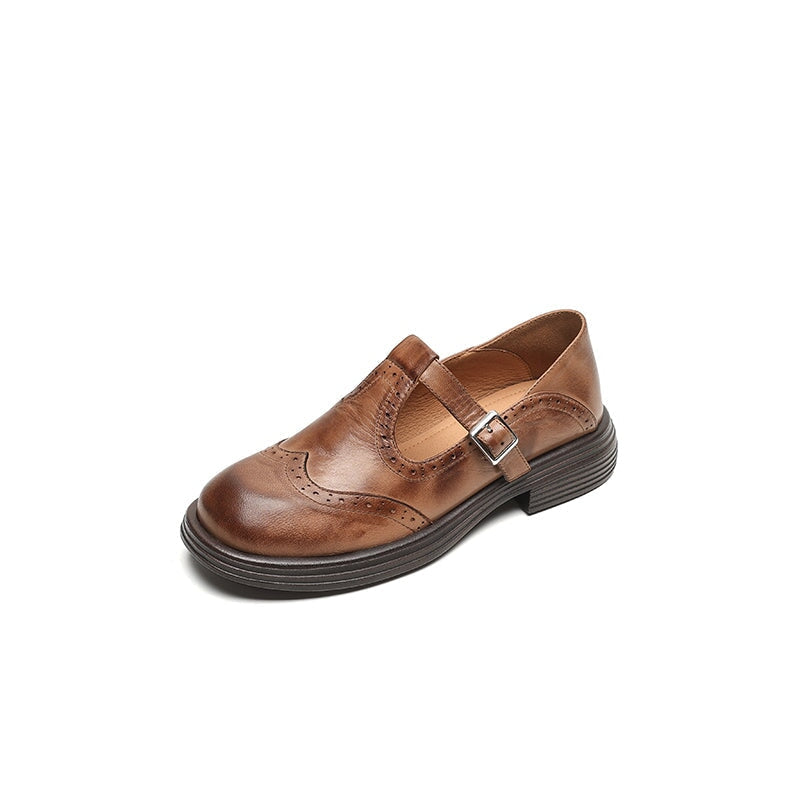 Eloise | Graceful Brogue Mary Jane T-Bar Flats