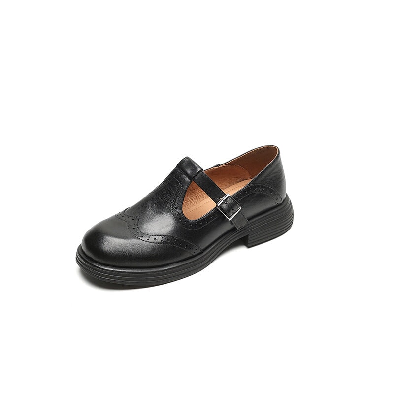 Eloise | Graceful Brogue Mary Jane T-Bar Flats