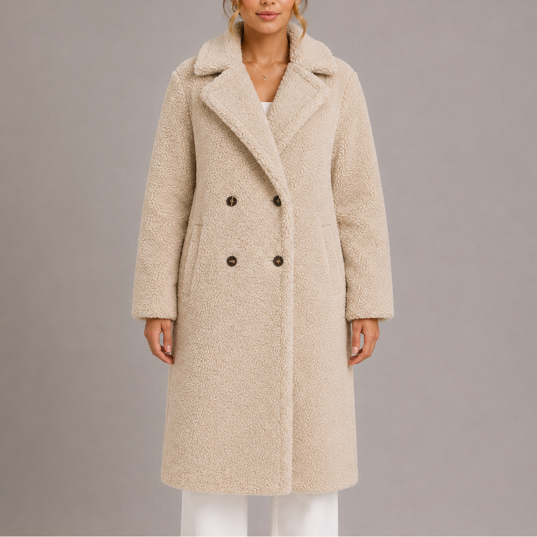 Eloise | Timeless Longline Double-Breasted Faux Fur Coat
