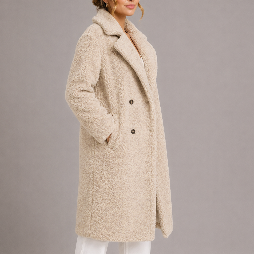 Eloise | Timeless Longline Double-Breasted Faux Fur Coat