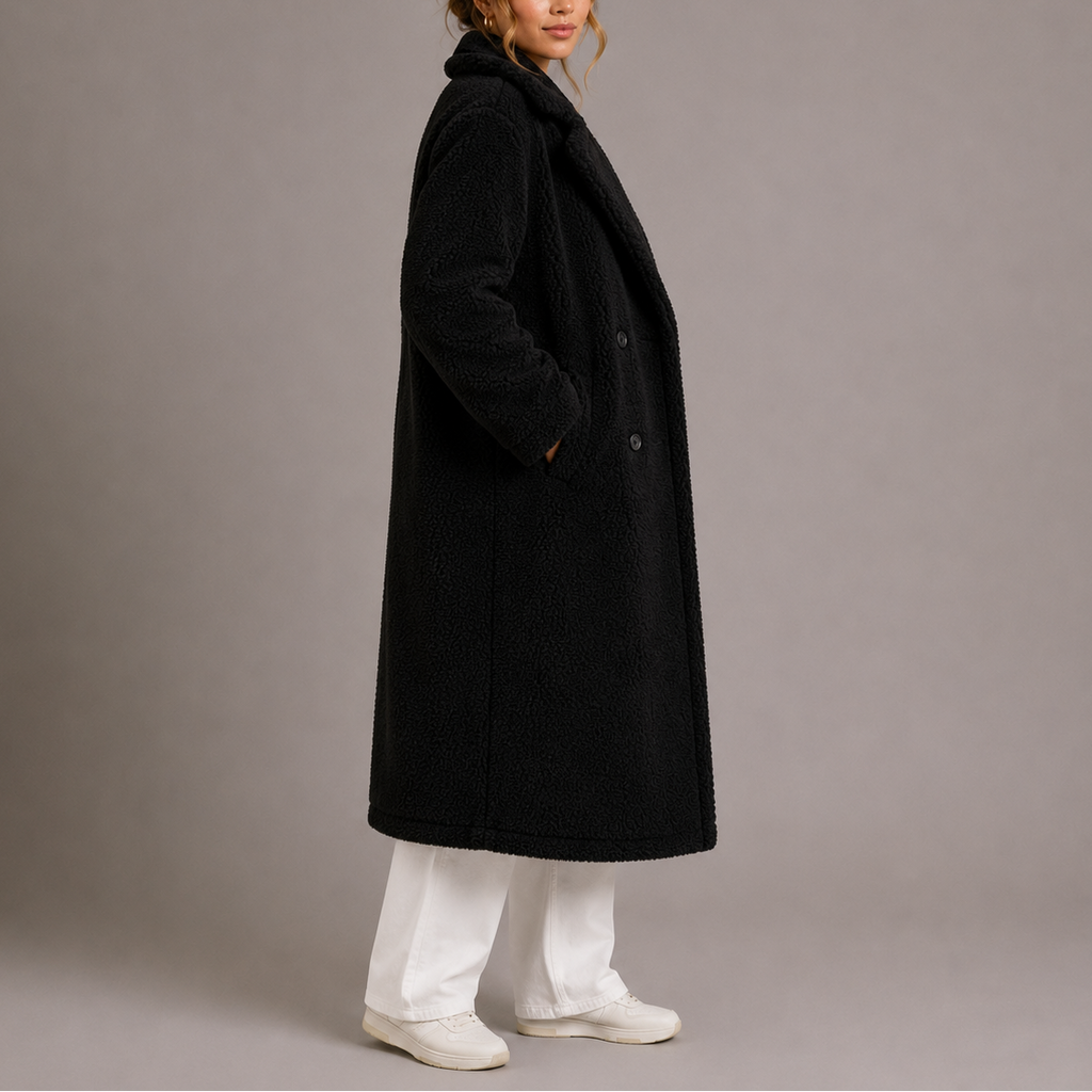 Eloise | Timeless Longline Double-Breasted Faux Fur Coat