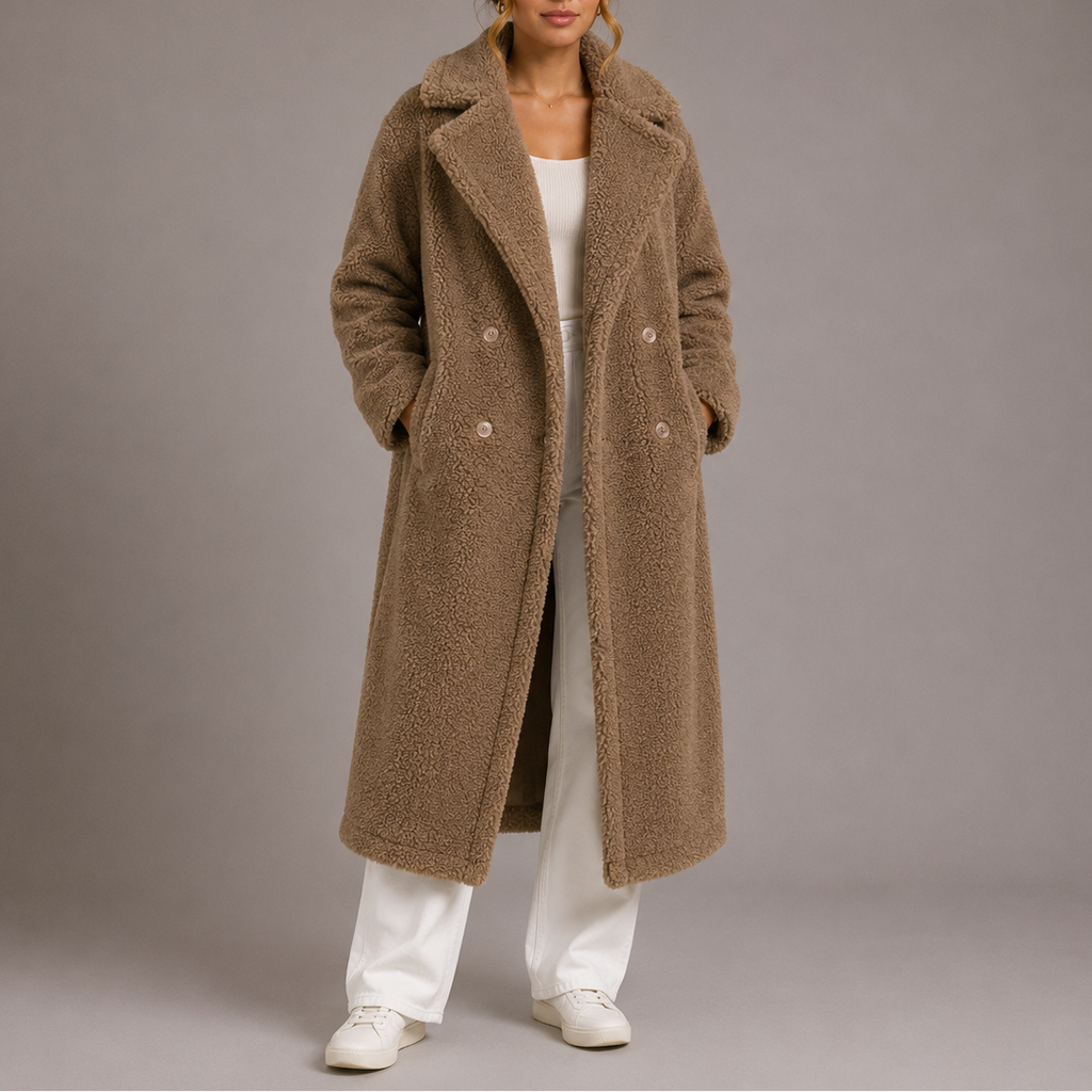 Eloise | Timeless Longline Double-Breasted Faux Fur Coat