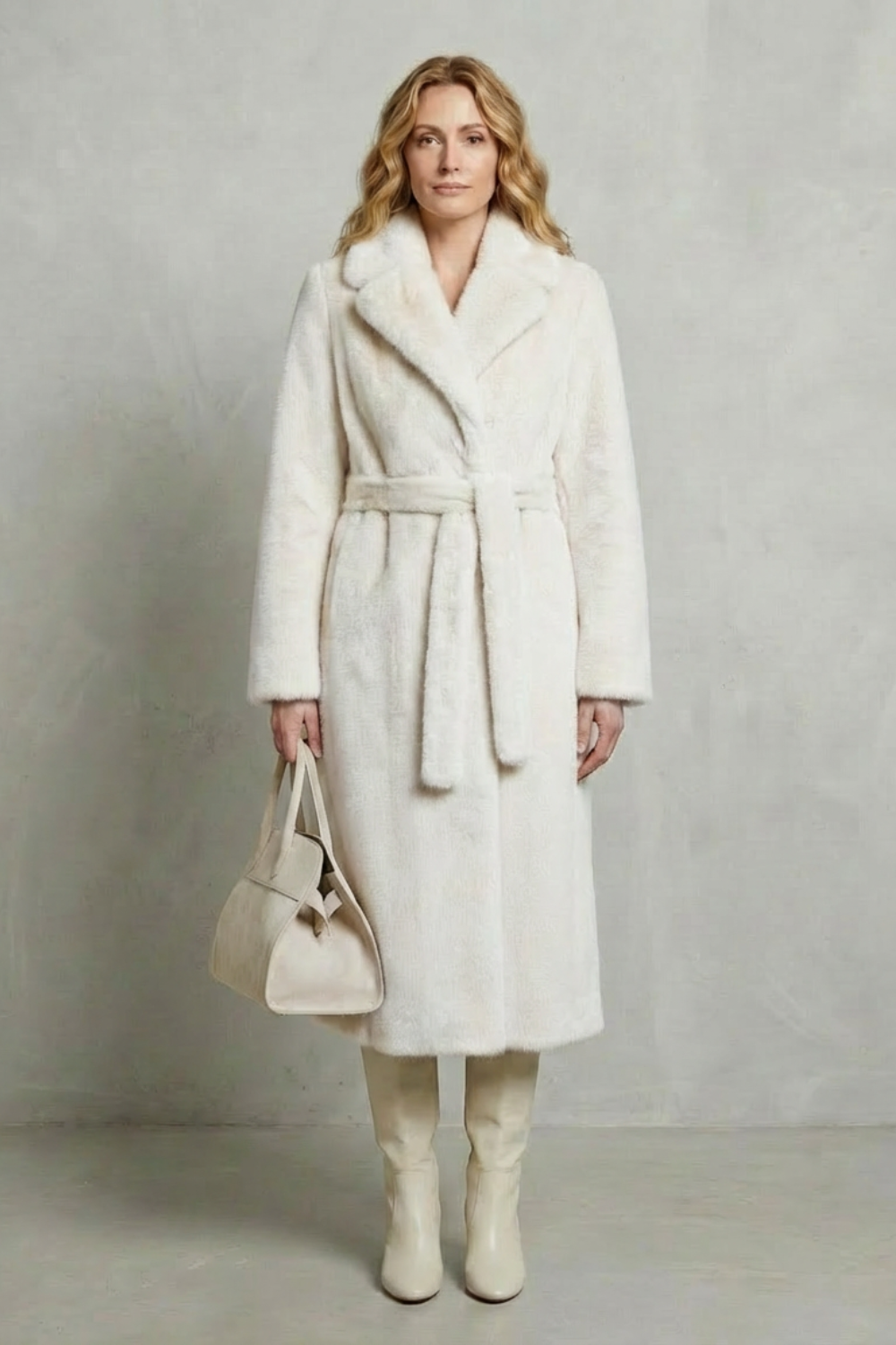 Elsie | Cosy Belted Oversized Faux Fur Long Coat