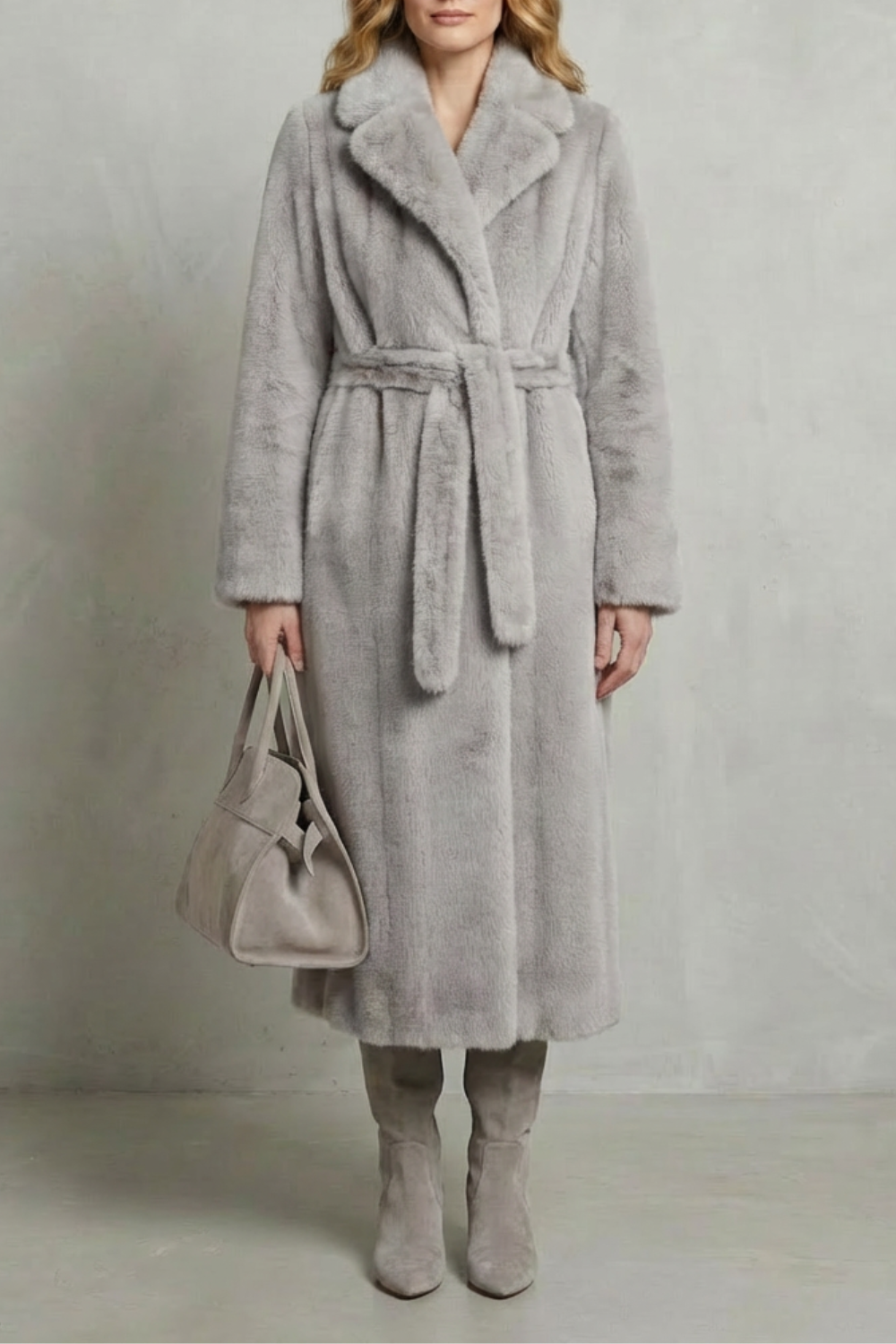 Elsie | Cosy Belted Oversized Faux Fur Long Coat
