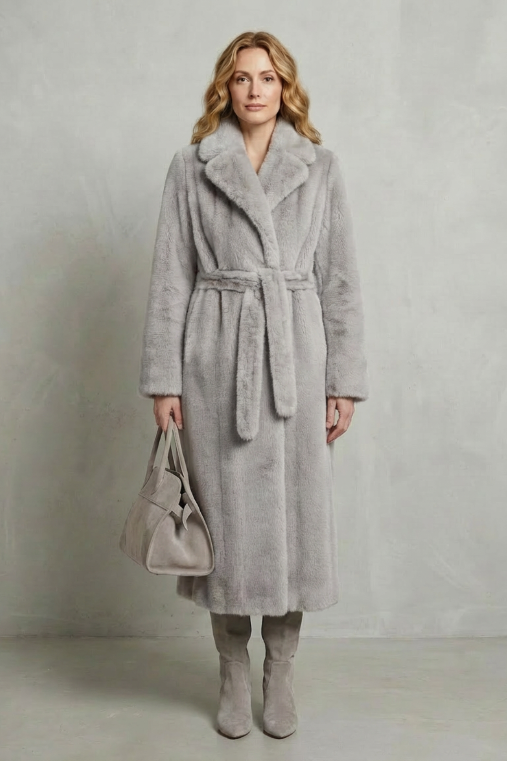 Elsie | Cosy Belted Oversized Faux Fur Long Coat