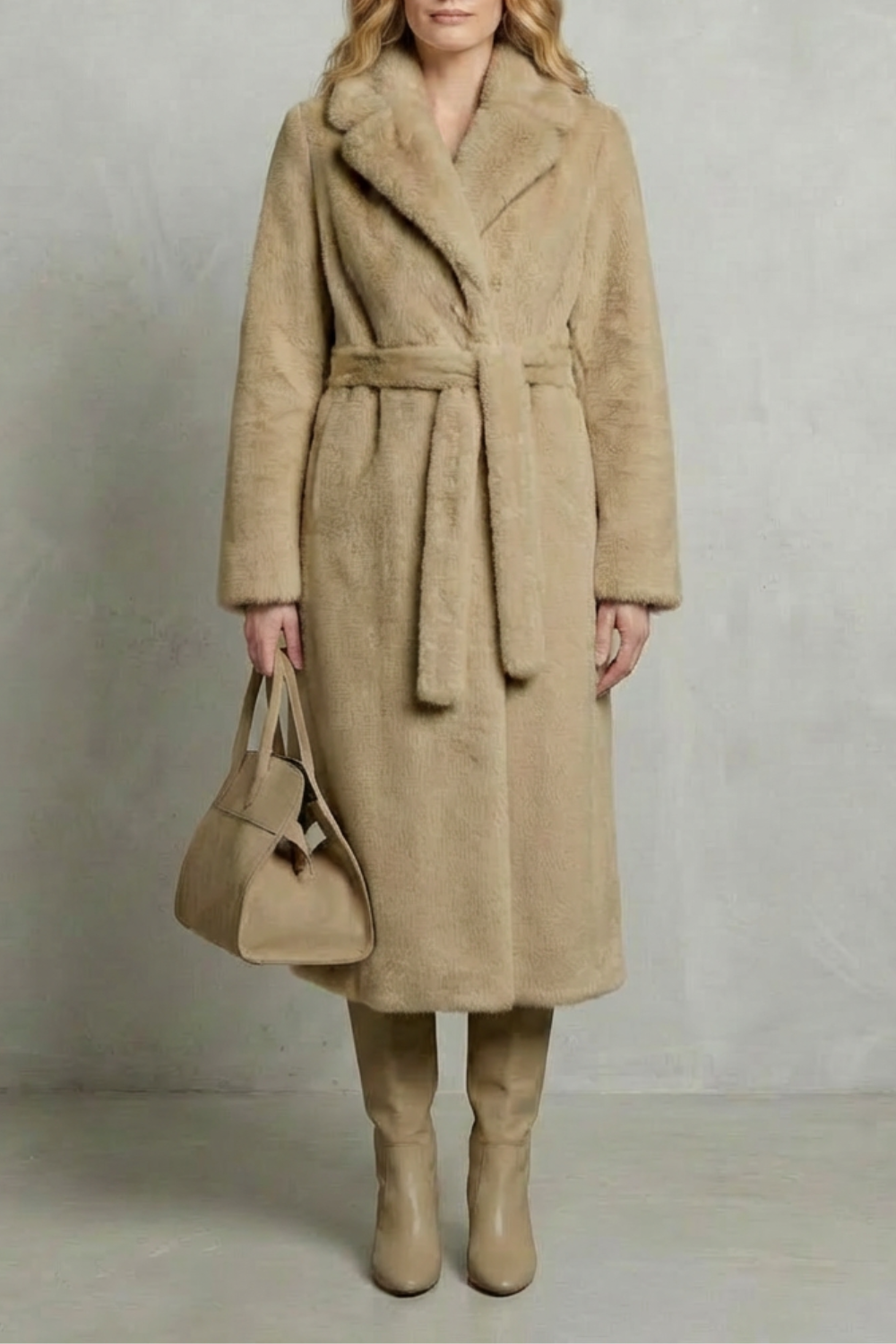 Elsie | Cosy Belted Oversized Faux Fur Long Coat