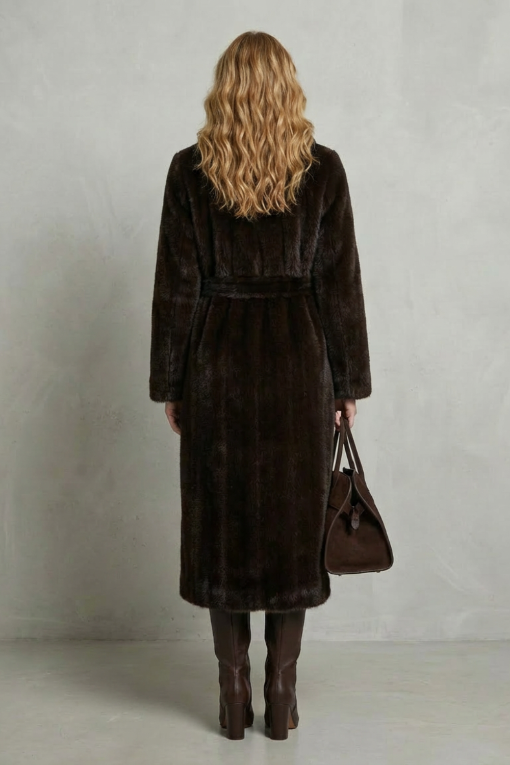 Elsie | Cosy Belted Oversized Faux Fur Long Coat