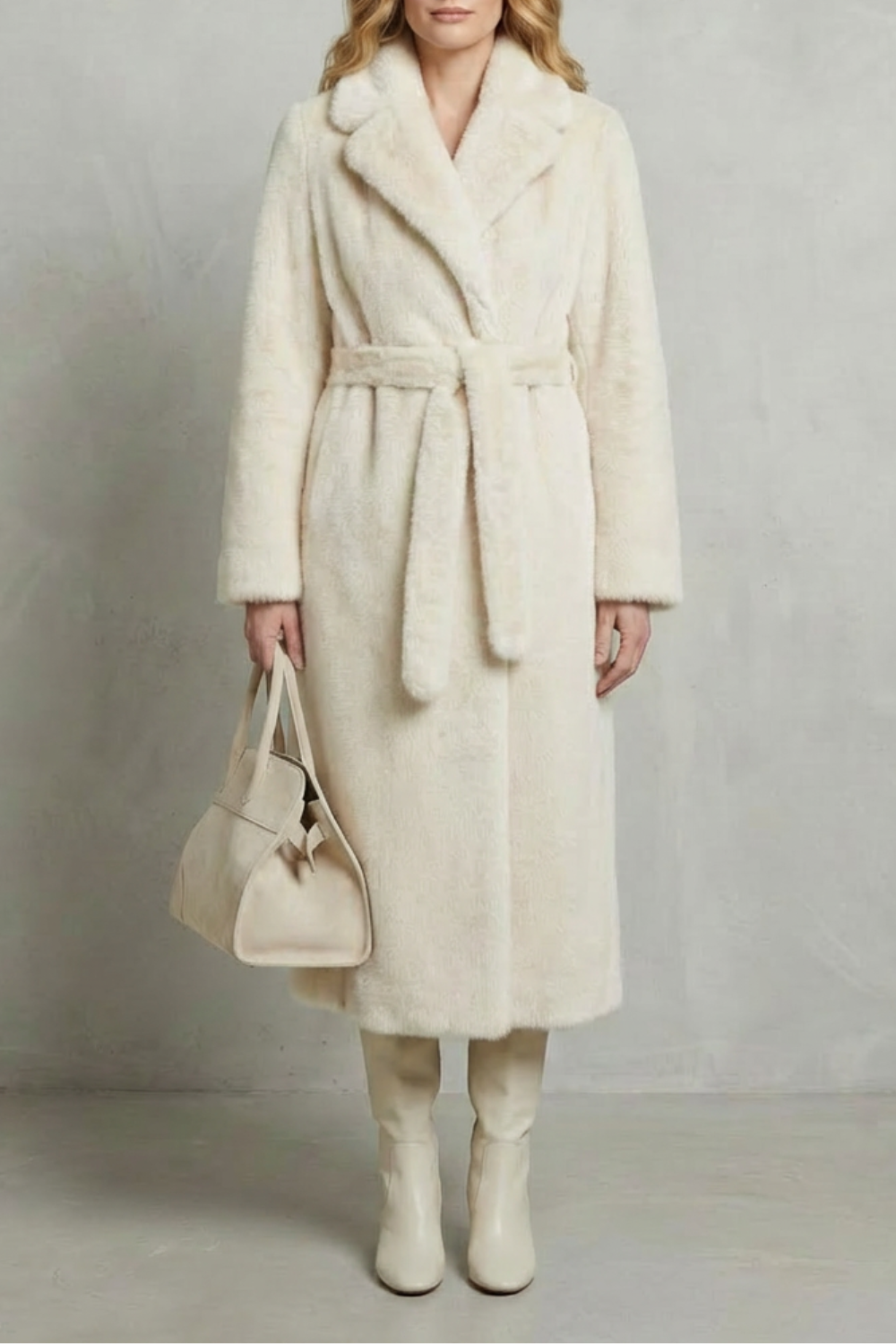 Elsie | Cosy Belted Oversized Faux Fur Long Coat