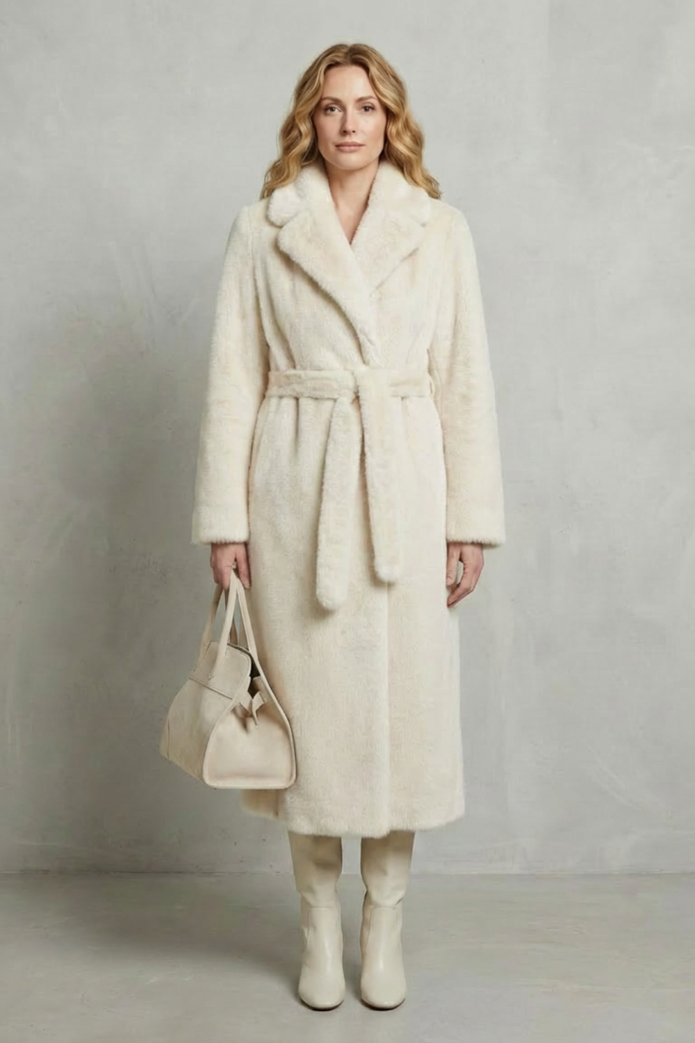 Elsie | Cosy Belted Oversized Faux Fur Long Coat