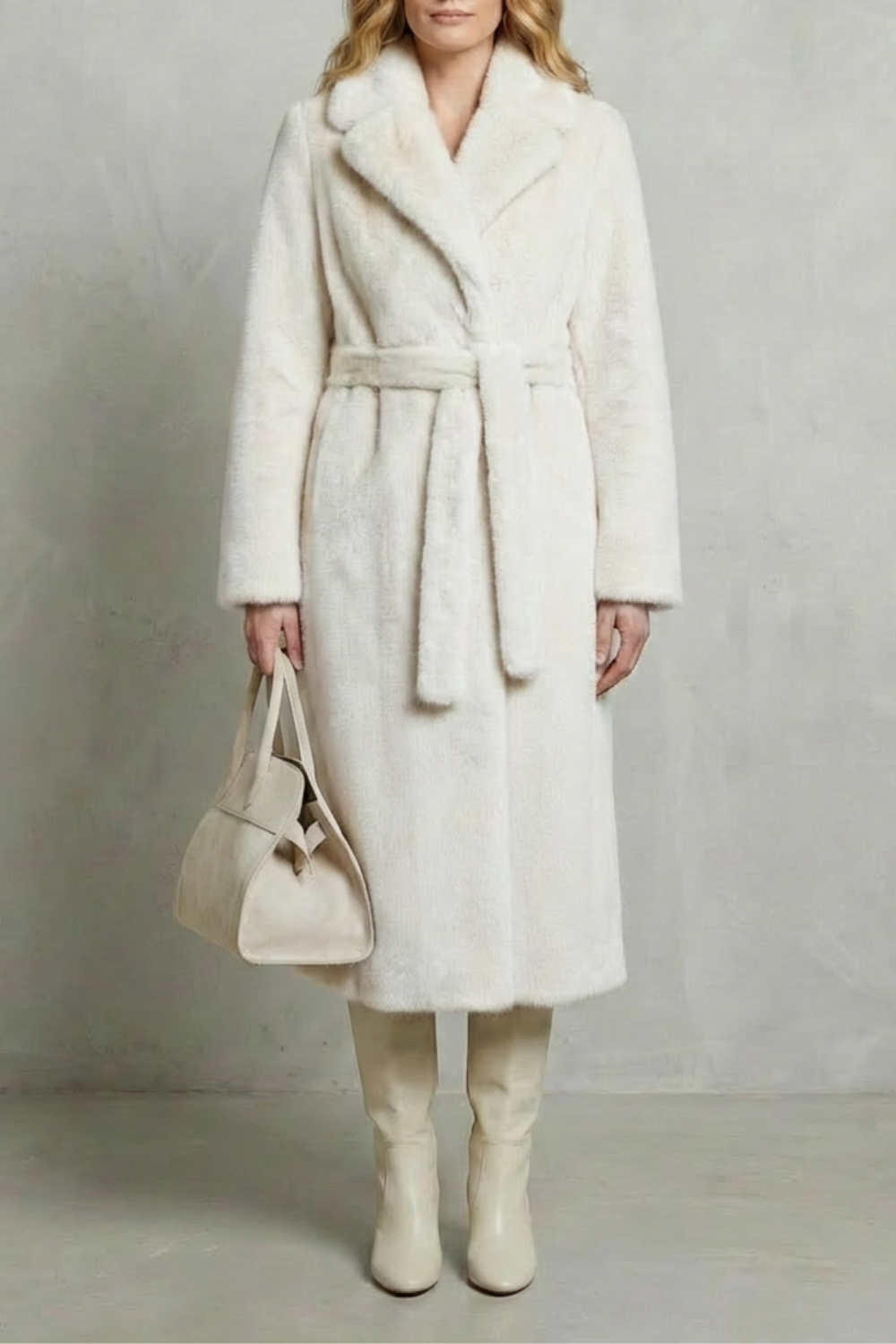 Elsie | Cosy Belted Oversized Faux Fur Long Coat
