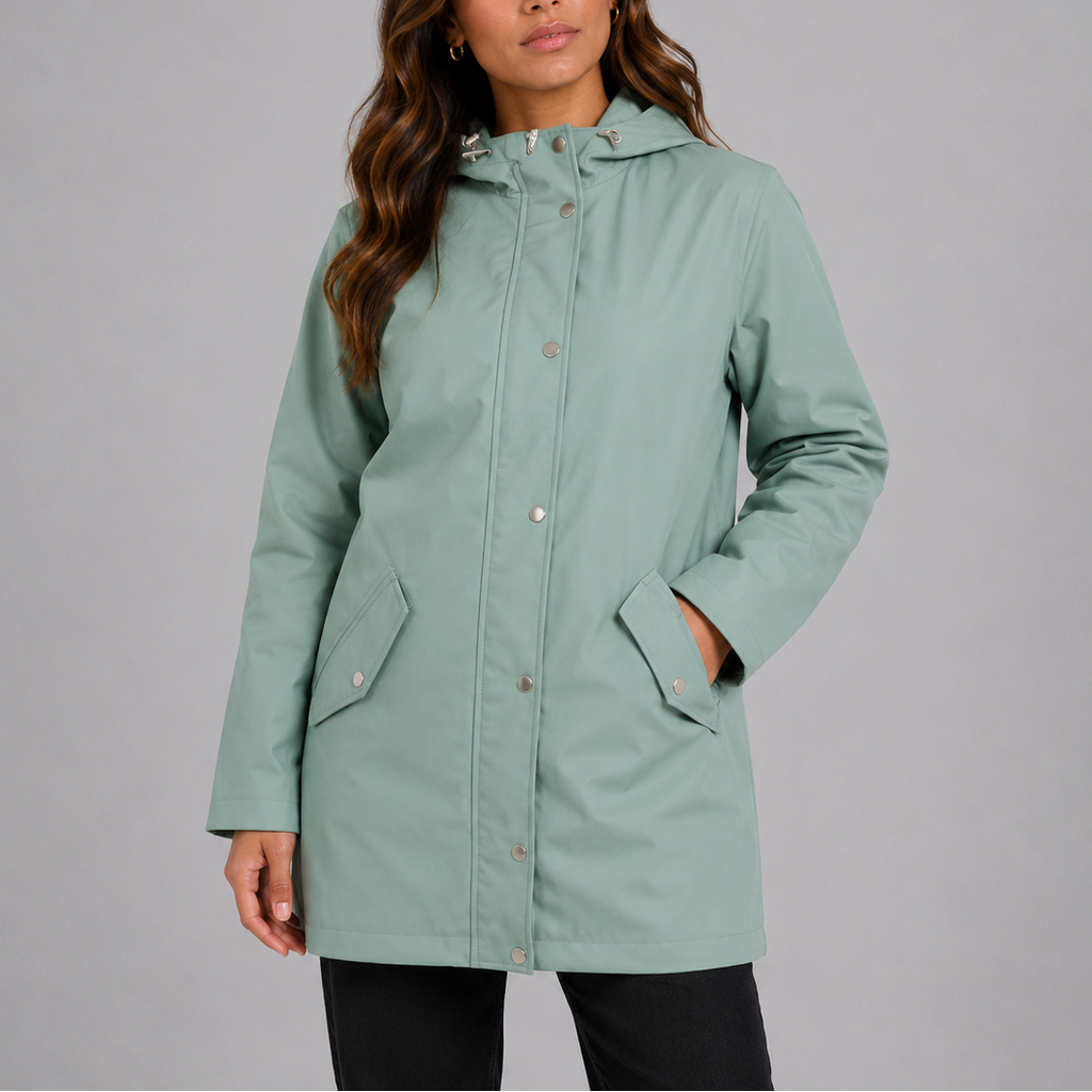Elsie | Cosy Hooded Waterproof Jacket with Snap Button Coat