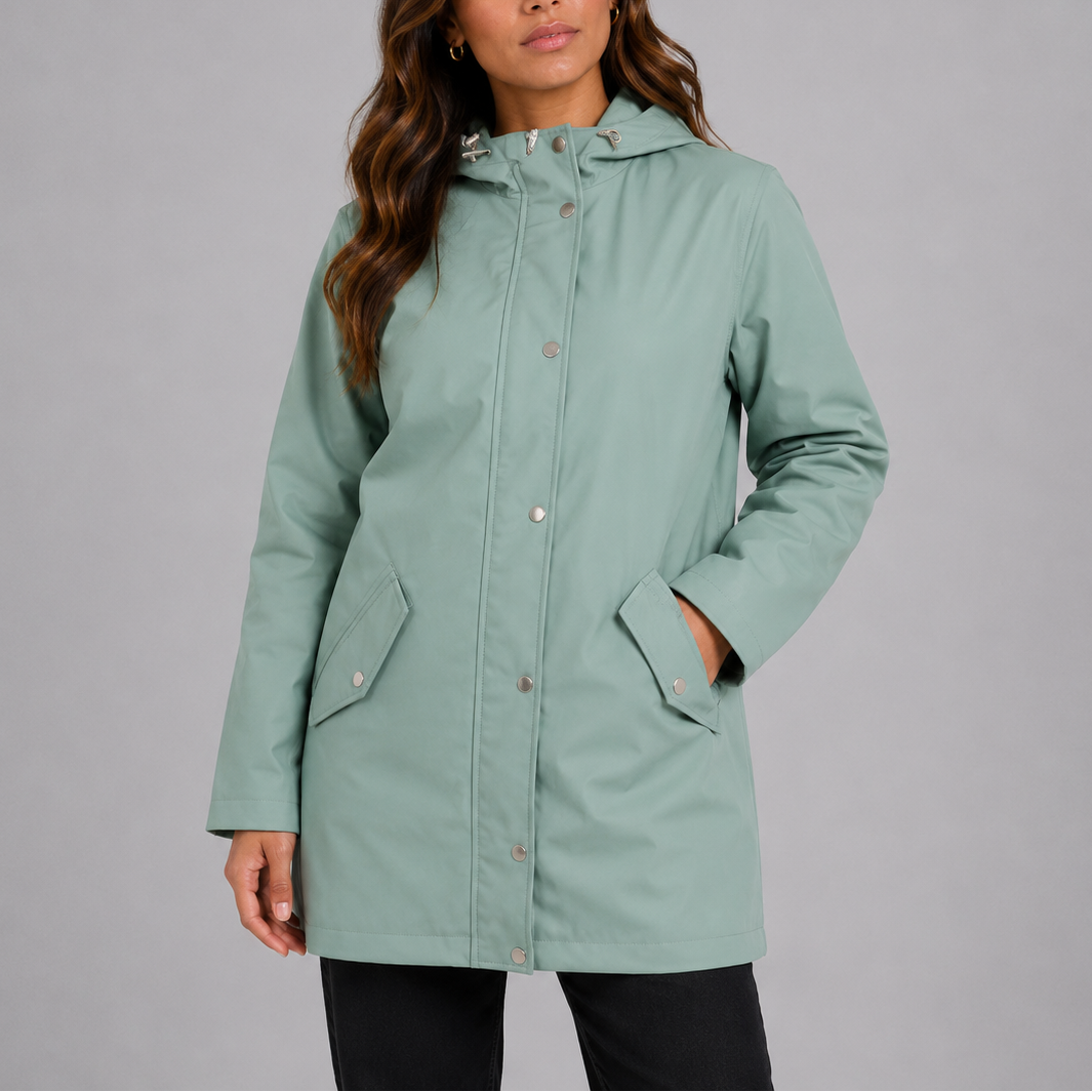 Elsie | Cosy Hooded Waterproof Jacket with Snap Button Coat