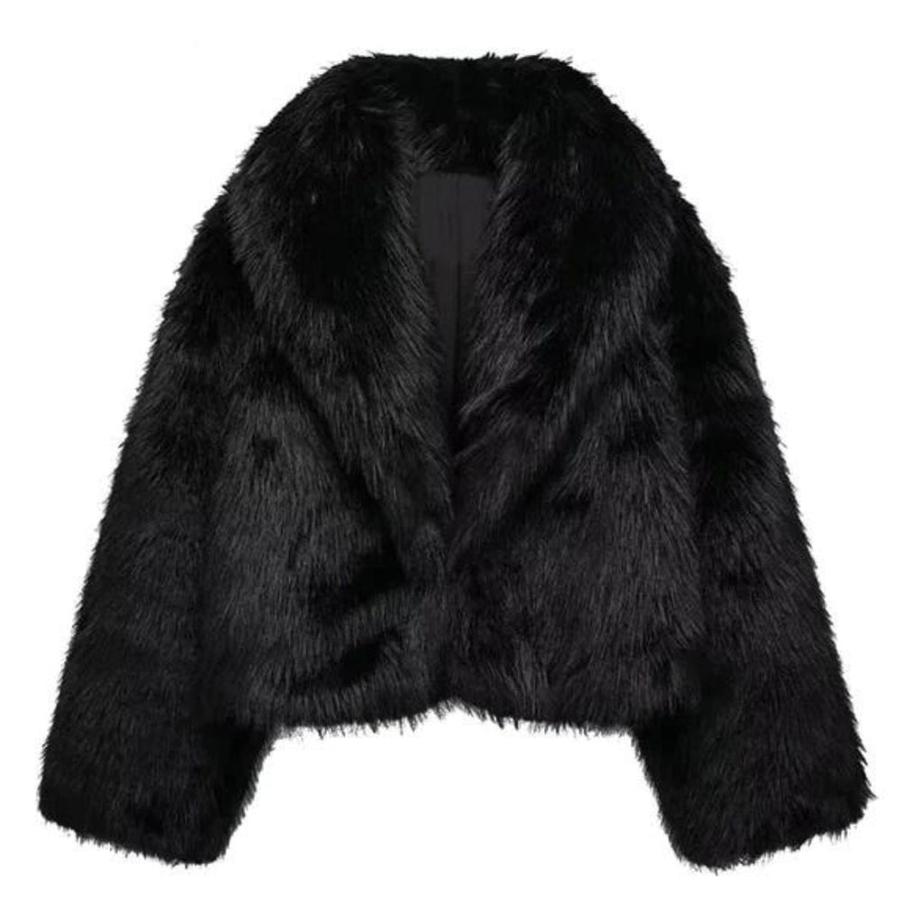 Elsie | Sophisticated Shaggy Fur Coats with Oversized Collar
