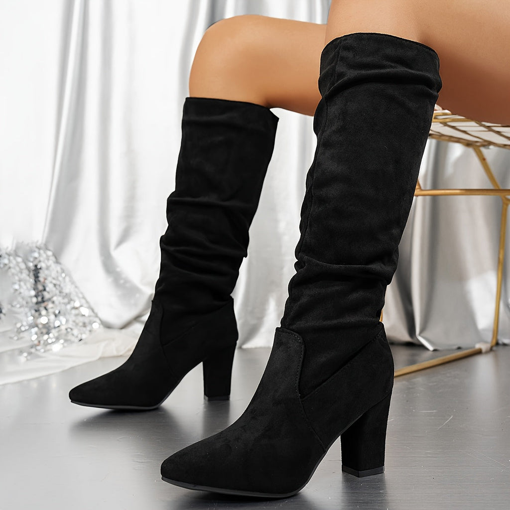 Elsie | Sophisticated Slouchy Knee High Heeled Womens Boots