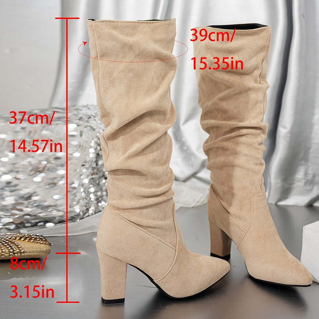 Elsie | Sophisticated Slouchy Knee High Heeled Womens Boots