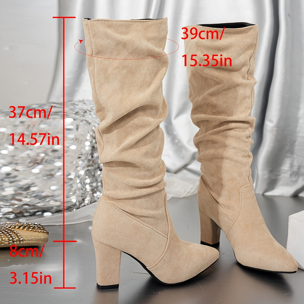 Elsie | Sophisticated Slouchy Knee High Heeled Womens Boots