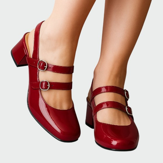 Emilia | Chic Double Strap Mary Jane Slingback Heels