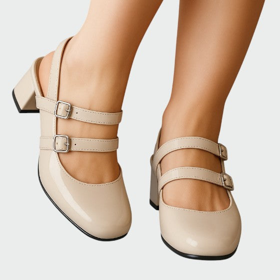 Emilia | Chic Double Strap Mary Jane Slingback Heels