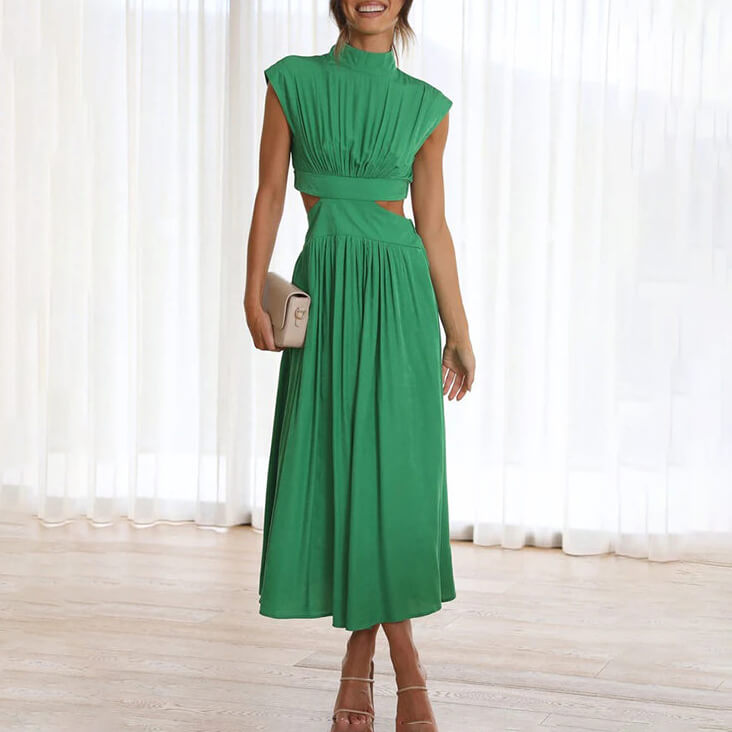 Emilia | Effortless Cut-Out Pleated Cocktail Maxi Dress