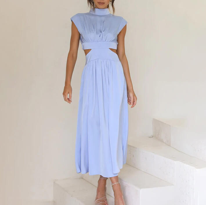 Emilia | Effortless Cut-Out Pleated Cocktail Maxi Dress