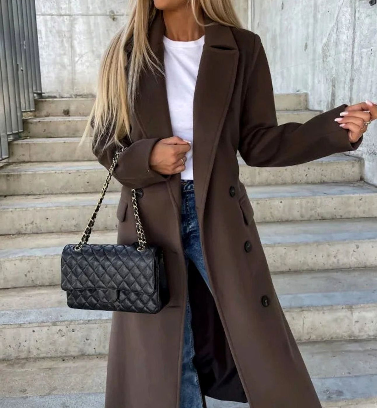 Emily | Graceful Long Double Breasted Wool Coat