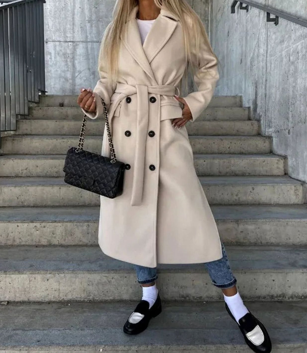 Emily | Graceful Long Double Breasted Wool Coat