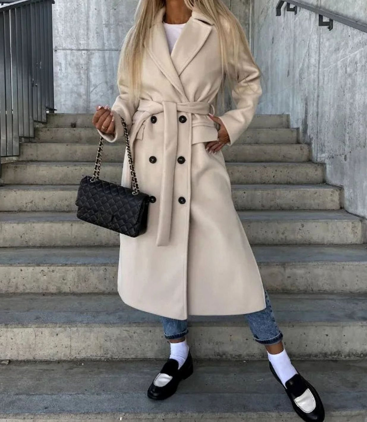 Emily | Graceful Long Double Breasted Wool Coat
