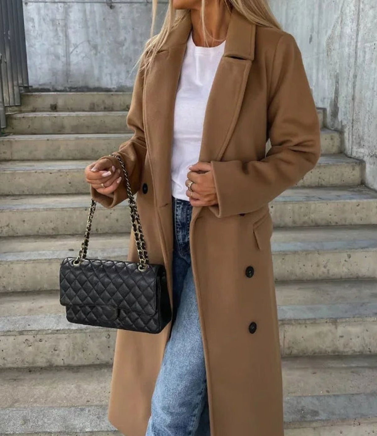 Emily | Graceful Long Double Breasted Wool Coat