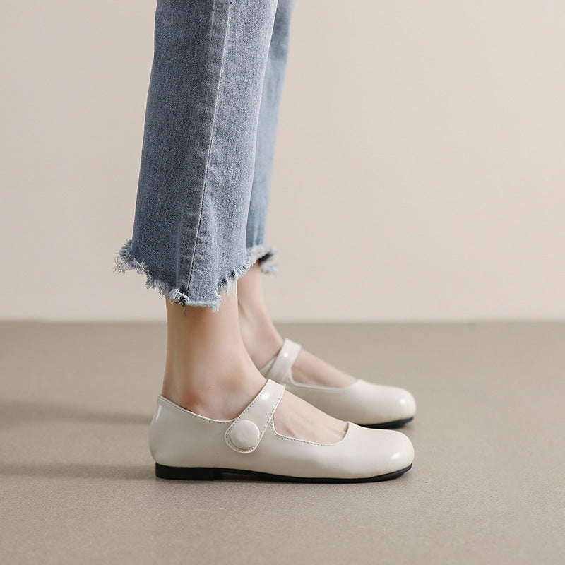 Emma | Refined Round Toe Mary Jane Flats with Adjustable Strap