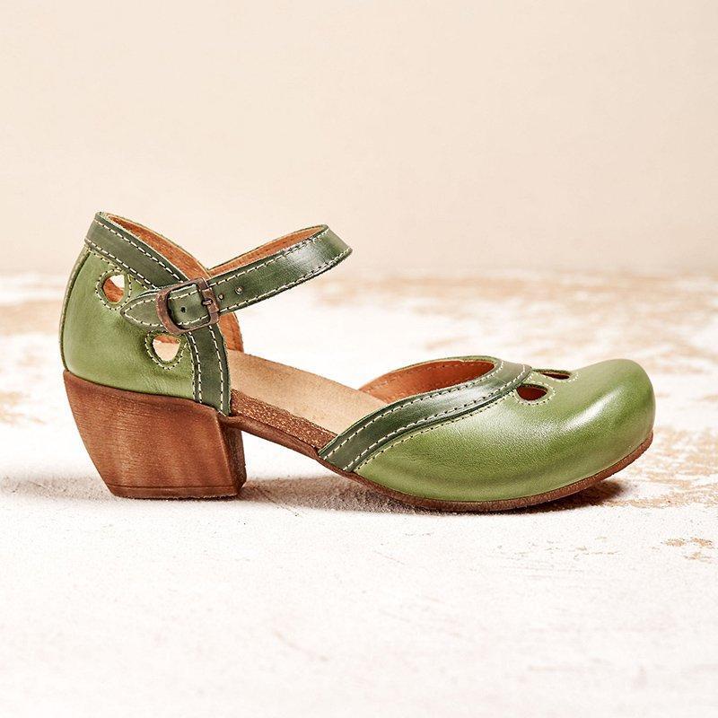 Emma | Refined Two-Tone Mary Jane Block Heel Shoes