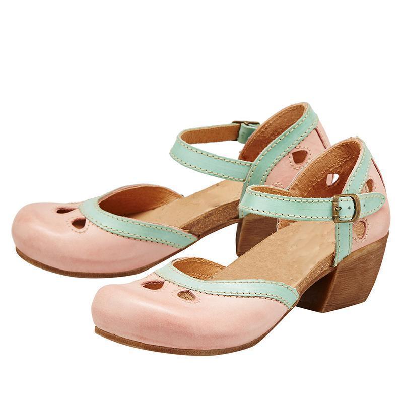 Emma | Refined Two-Tone Mary Jane Block Heel Shoes