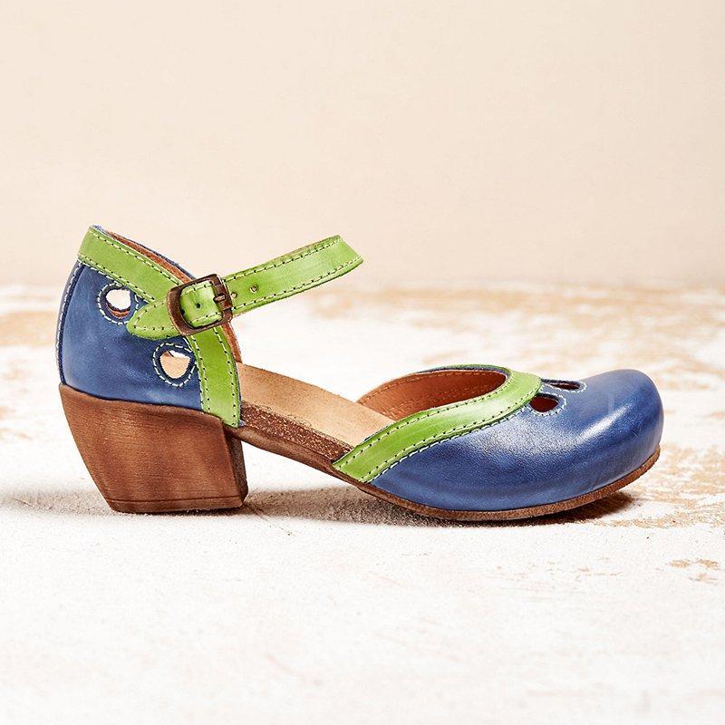 Emma | Refined Two-Tone Mary Jane Block Heel Shoes