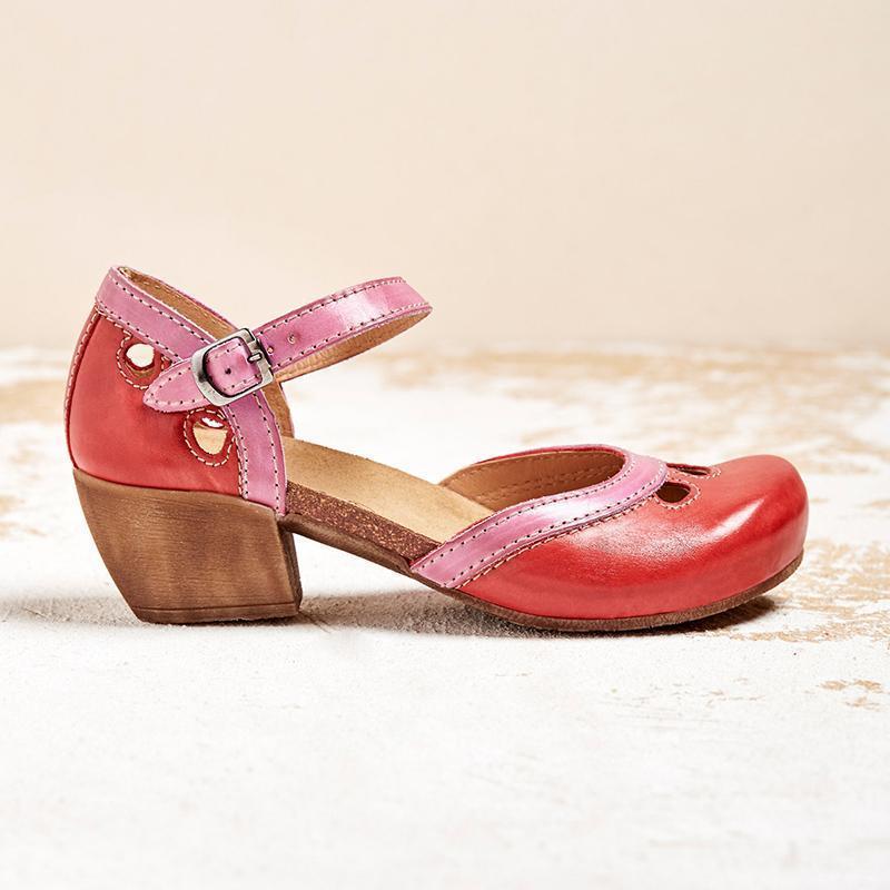 Emma | Refined Two-Tone Mary Jane Block Heel Shoes