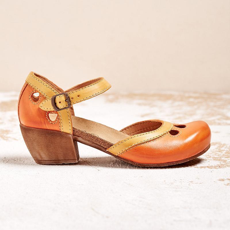 Emma | Refined Two-Tone Mary Jane Block Heel Shoes