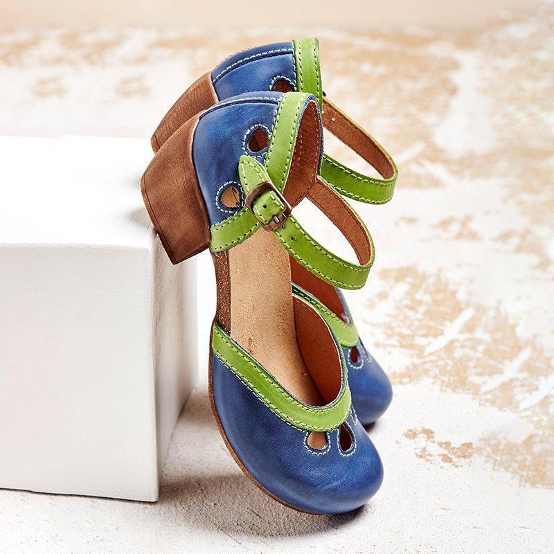 Emma | Refined Two-Tone Mary Jane Block Heel Shoes