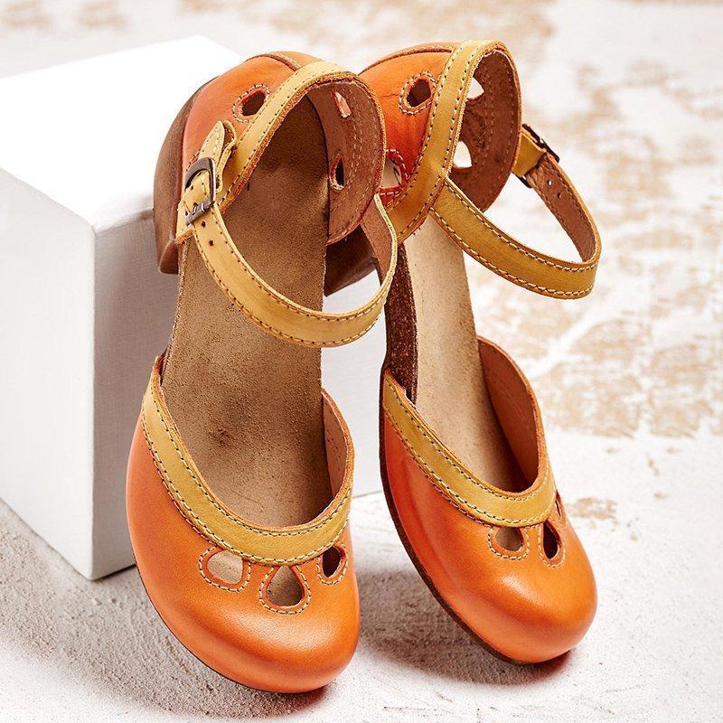 Emma | Refined Two-Tone Mary Jane Block Heel Shoes