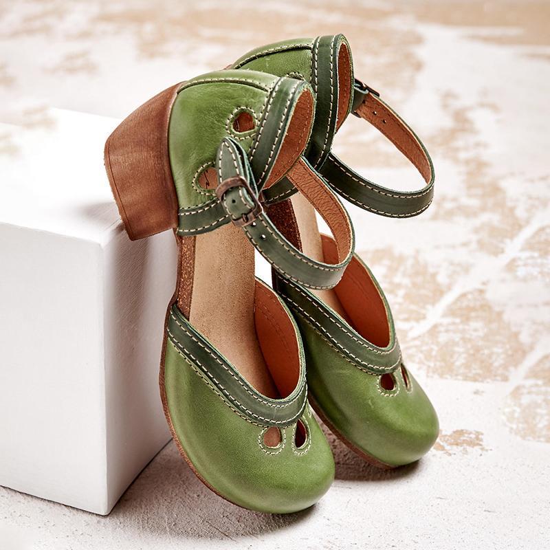Emma | Refined Two-Tone Mary Jane Block Heel Shoes