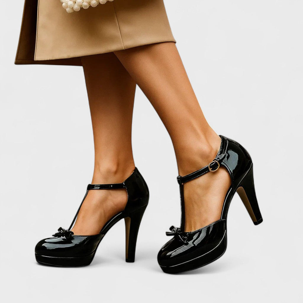 Emma | Stylish Bow Detail Mary Jane Shoes Heeled Pumps