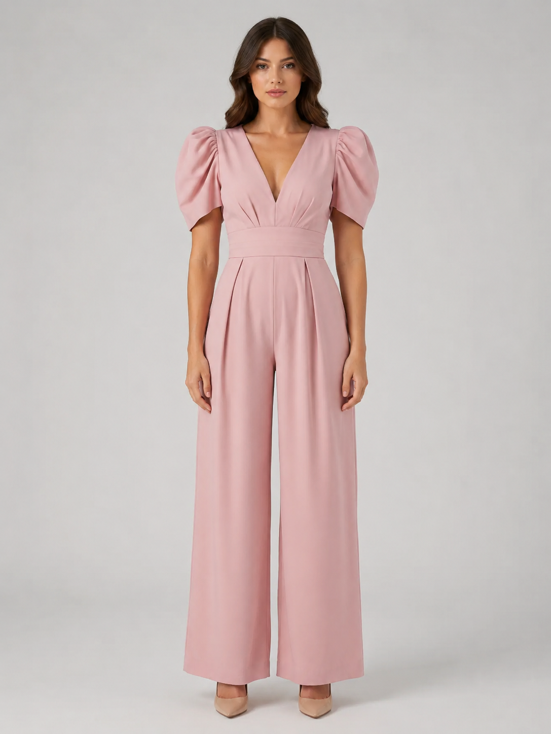 Emma | Timeless Puff Sleeve Wide Leg Jumpsuits