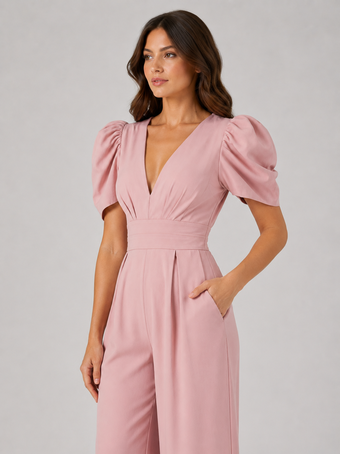 Emma | Timeless Puff Sleeve Wide Leg Jumpsuits