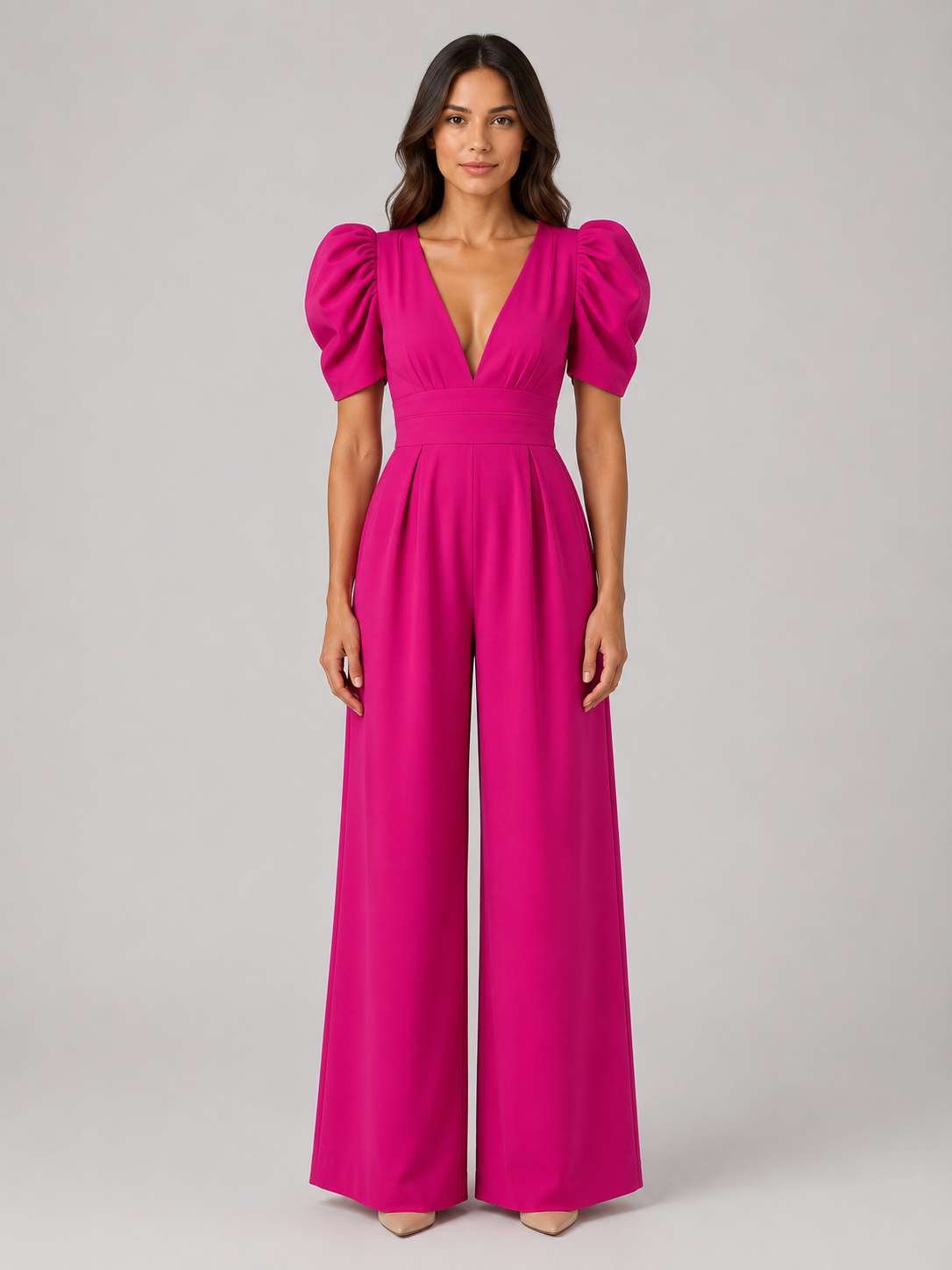 Emma | Timeless Puff Sleeve Wide Leg Jumpsuits