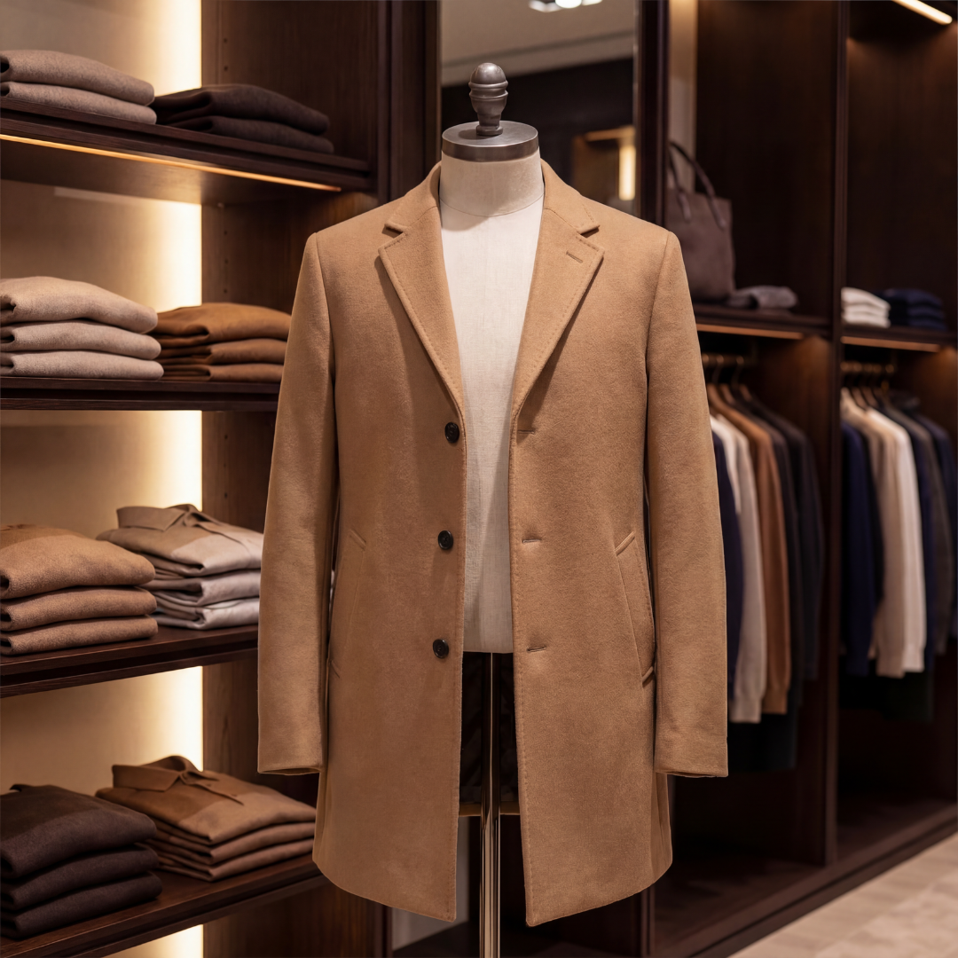 Enzo | Classic Tailored Mens Overcoat with Notch Lapel