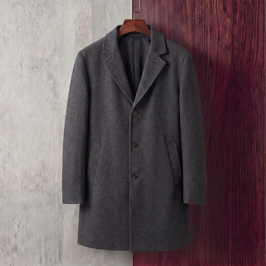 Enzo | Classic Tailored Mens Overcoat with Notch Lapel