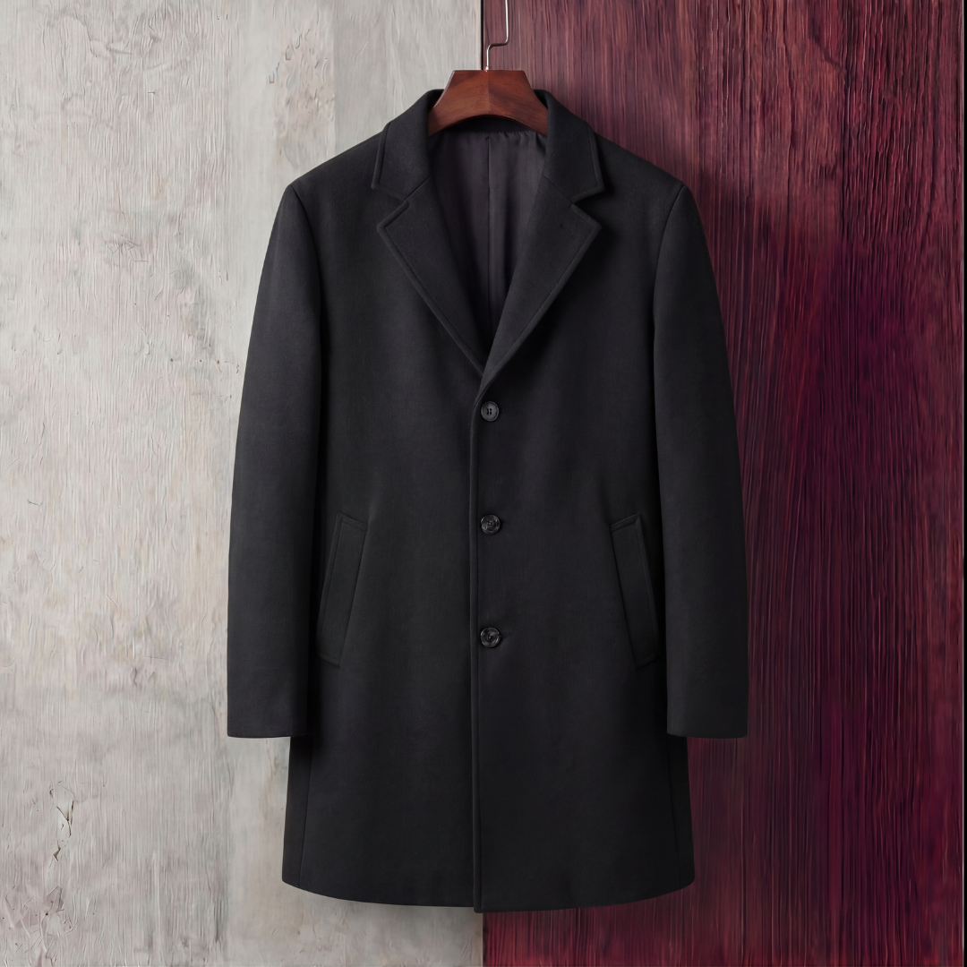 Enzo | Classic Tailored Mens Overcoat with Notch Lapel