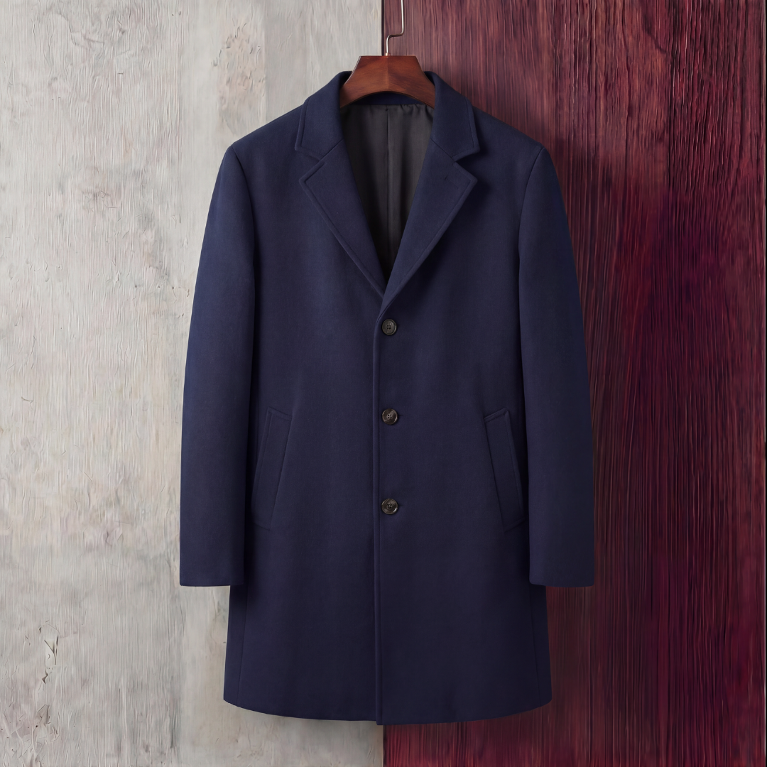 Enzo | Classic Tailored Mens Overcoat with Notch Lapel