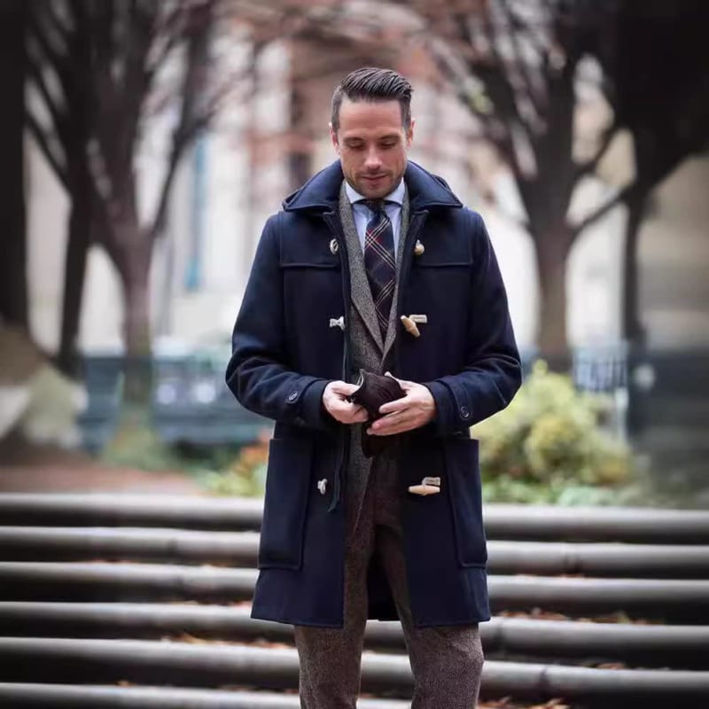 Enzo | Polished Hooded Toggle Duffle Parka Jacket