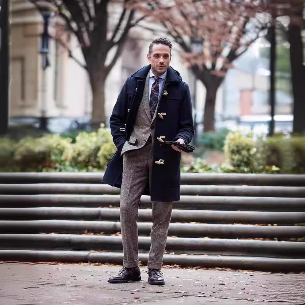 Enzo | Polished Hooded Toggle Duffle Parka Jacket