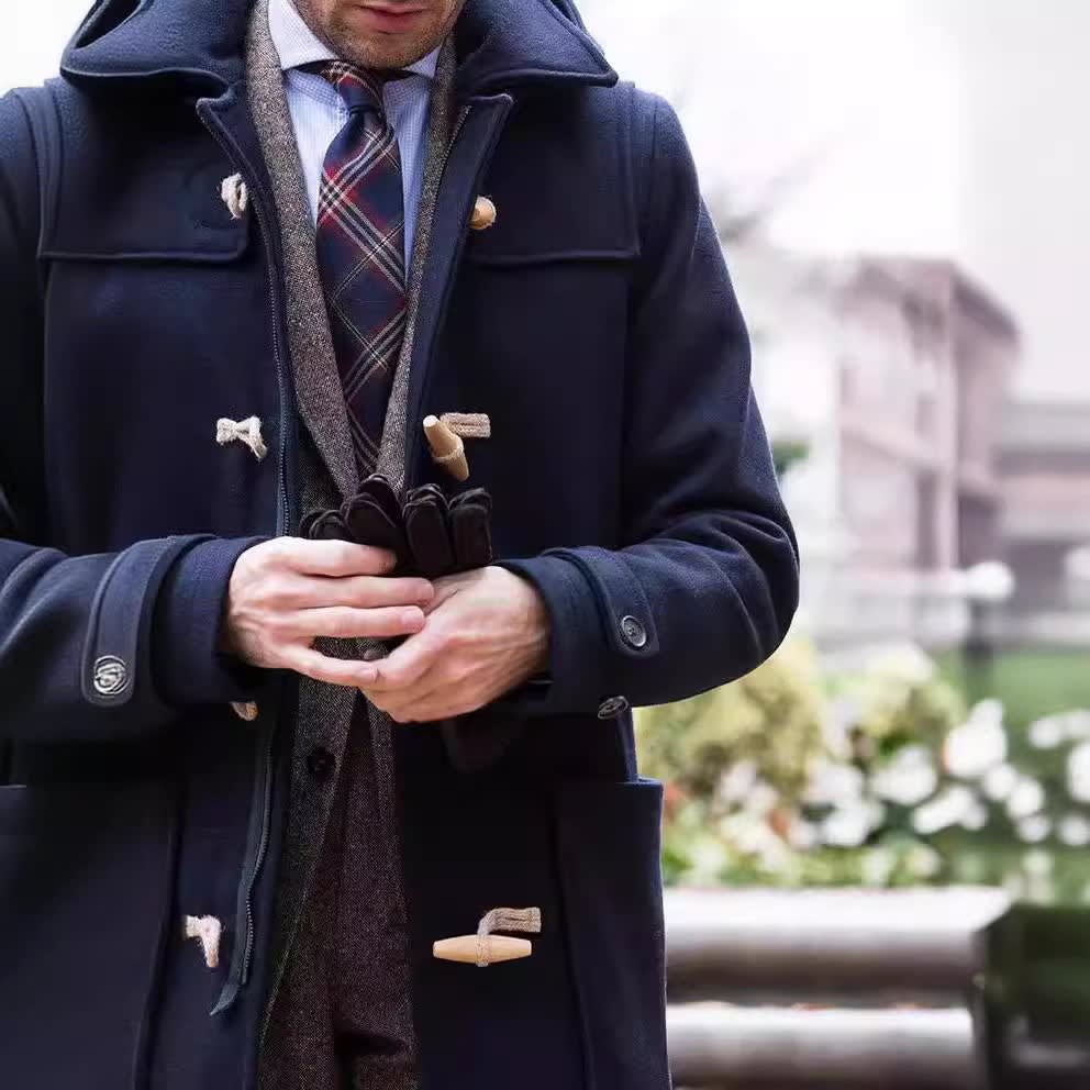 Enzo | Polished Hooded Toggle Duffle Parka Jacket