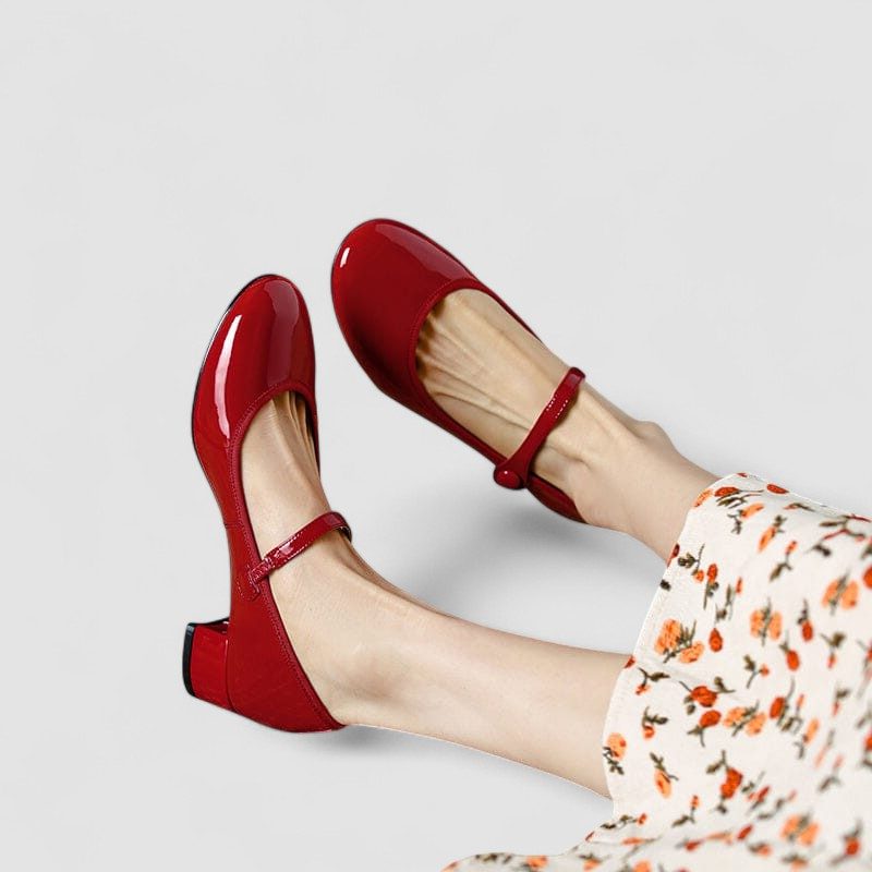 Erin | Timeless Glossy Mary Jane Block Heel Shoes