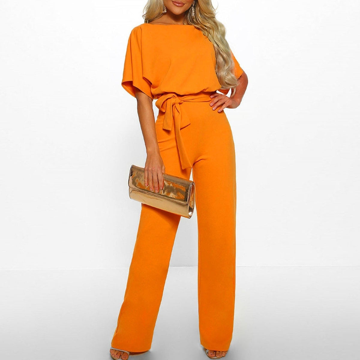 Esme | Graceful Belted Wide Leg Jumpsuit with Boat Neck